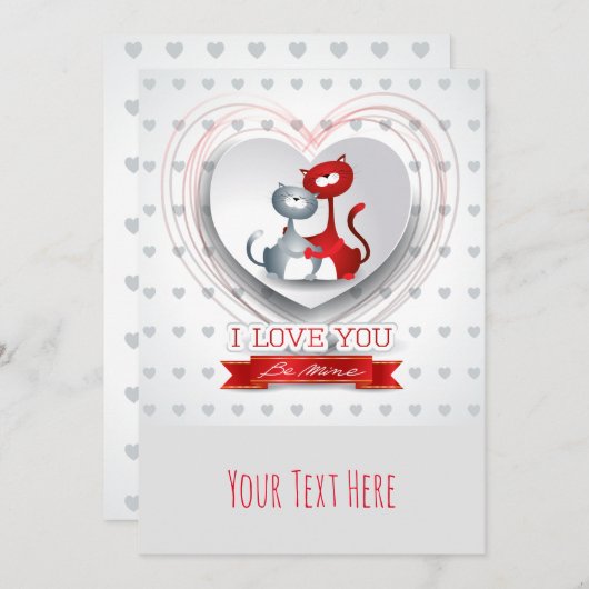 Katten verliefd met Hart Kaart (Voorkant / Achterkant)