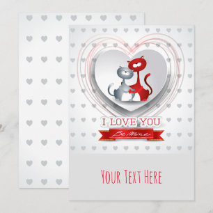 Katten verliefd met hart kaart