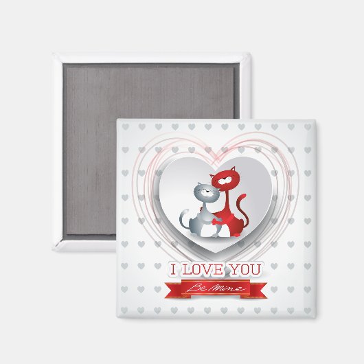 Katten verliefd met hart magneet (Voorkant / Achterkant)