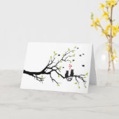 Katten verliefd met rode harten op lenteboom kaart (Gele Bloem)