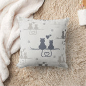 Katten Verliefd Modern Silhouet Patroon Dieren Kussen (Deken)