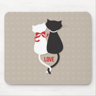 Katten verliefd omringd door harten muismat