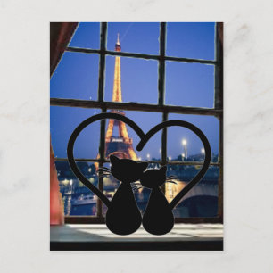 katten verliefd op parijs briefkaart