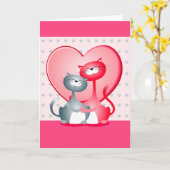 Katten verliefd, wenskaart kaart (Gele Bloem)