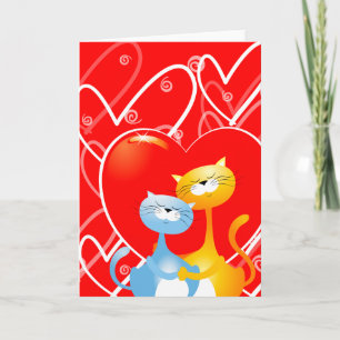Katten verliefd, wenskaart kaart