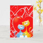 Katten verliefd, wenskaart kaart (Gele Bloem)