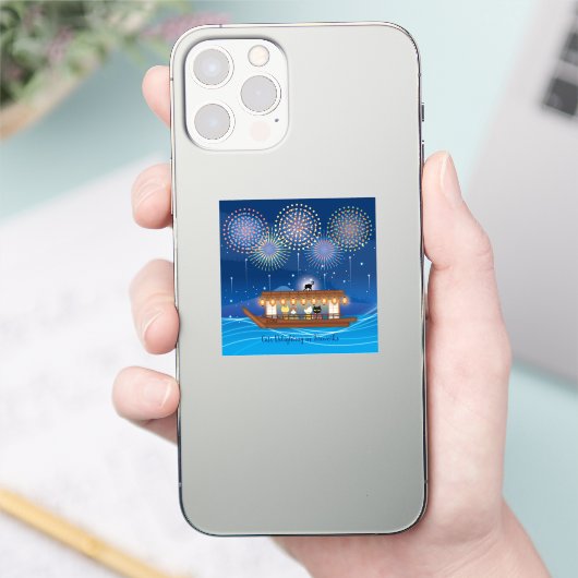 Katten Verrukkelijk In Vuurwerk Custom-Cut Sticker (Telefoon)