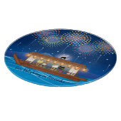 Katten Verrukking in vuurwerk Aan boord van een wo Snijplank (Hoek)