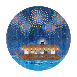 Katten Verrukking in vuurwerk Aan boord van een wo Snijplank