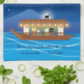 Katten Verrukking in vuurwerk Aan boord van een wo Theedoek (Gevouwen)