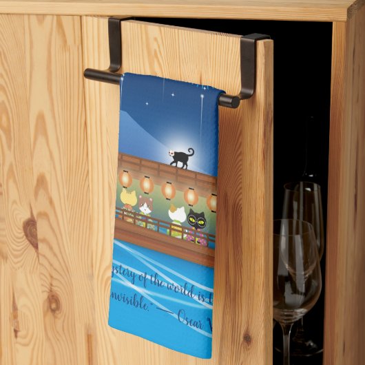 Katten Verrukking in vuurwerk Aan boord van een wo Theedoek (Derde Gevouwen)