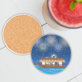 Katten Verrukking in vuurwerk Aan boord van een wo Zandsteen Onderzetter