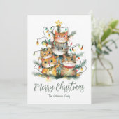 Katten verstrikt in kerstboom vakantie Kaart (Staand voorkant)