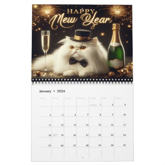 Katten vieren Feestdagen in het jaar 20XX Kalender (Jan 2026)