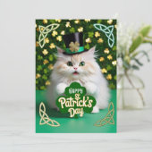 Katten vieren St. Patrick's Day Save The Date (Staand voorkant)