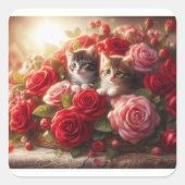 katten vierkante sticker (Voorkant)