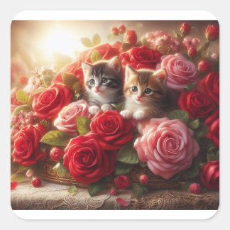 katten vierkante sticker