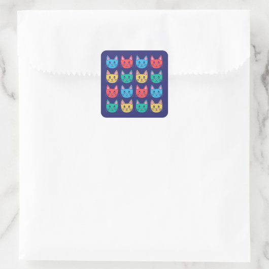 Katten Vierkante Sticker (Tas)