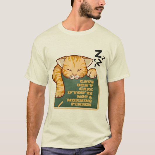 Katten vinden het niet erg als je geen ochtendmens t-shirt (Voorkant)