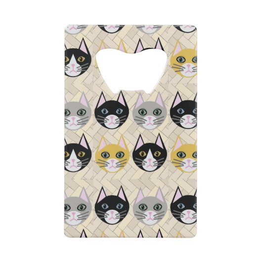 Katten visgraat beige creditkaart flessenopener (Voorkant)