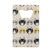 Katten visgraat beige creditkaart flessenopener (Achterkant)