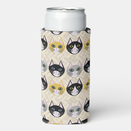 Katten visgraat beige seltzer blikjeskoeler (Seltzer Voorkant)