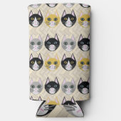 Katten visgraat beige seltzer blikjeskoeler (Voorkant)