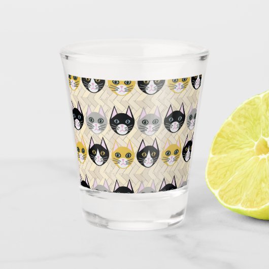 Katten visgraat beige shot glas (Voorkant)