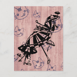 Katten vlakken Parasols Parasols Paraprellas Kunst Briefkaart