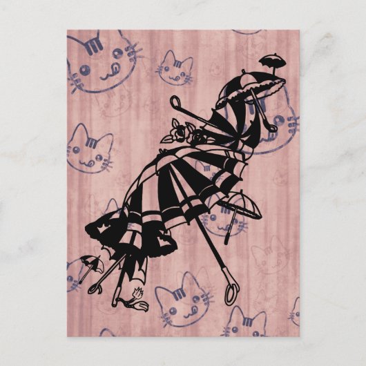 Katten vlakken Parasols Parasols Paraprellas Kunst Briefkaart (Voorkant)