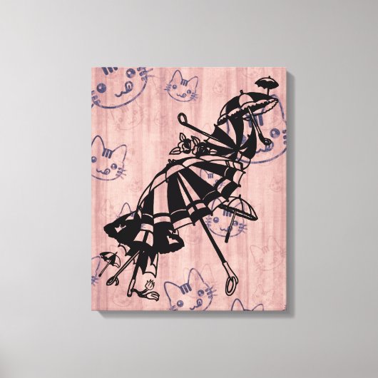 Katten vlakken Parasols Parasols Paraprellas Kunst Canvas Afdruk (Voorkant)