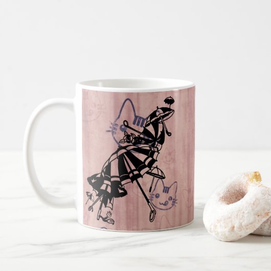 Katten vlakken Parasols Parasols Paraprellas Kunst Koffiemok (Met donut)