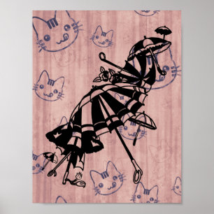 Katten vlakken Parasols Parasols Paraprellas Kunst Poster