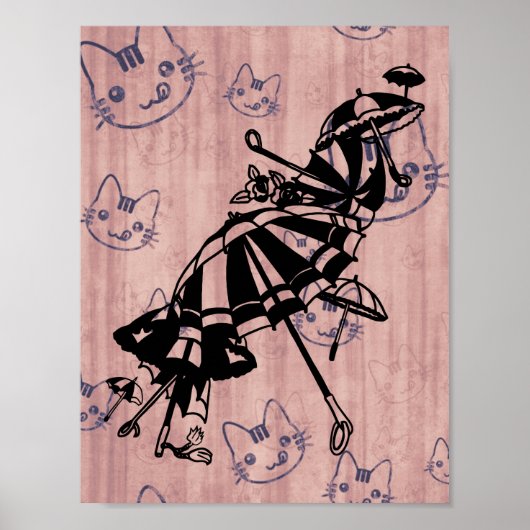 Katten vlakken Parasols Parasols Paraprellas Kunst Poster (Voorkant)