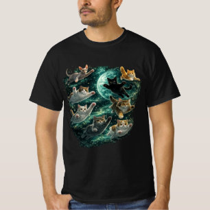 Katten vliegen in sterrenstelsel vintage 90s grapp t-shirt