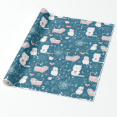 Katten, vogels en hartenpapier cadeaupapier (Uitgerold)