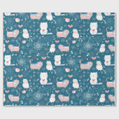 Katten, vogels en hartenpapier cadeaupapier (Vlak)