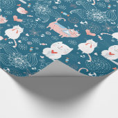 Katten, vogels en hartenpapier cadeaupapier (Hoek)