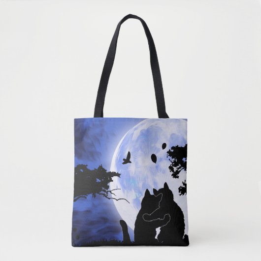 katten volle maan tote bag (Voorkant)