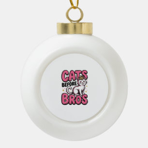 Katten Voor Bros Vintage Kat Kroon Shirt Ontwerp_1 Keramische Bal Ornament