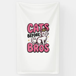 Katten Voor Bros Vintage Kat Kroon Shirt Ontwerp_1 Spandoek