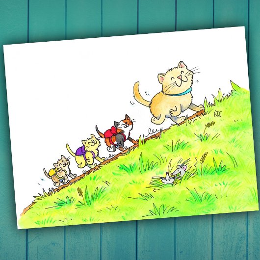 Katten voor de eerste schooldag  briefkaart