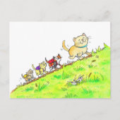 Katten voor de eerste schooldag  briefkaart (Voorkant)