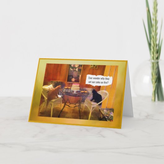 Katten voor de familie van de humor die de taart " feestdagen kaart (Voorkant)