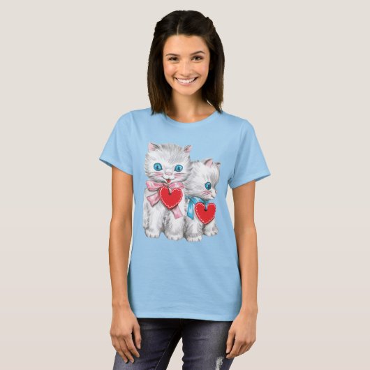  katten voor de Valentijnsdag, Retro Kitten T-shirt (Voorkant volledig)