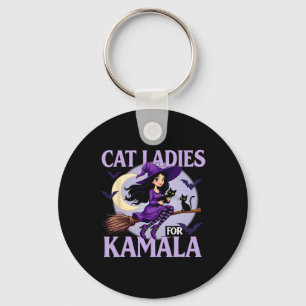 Katten voor Harris 2024 Spooky Halloween Witches K Sleutelhanger