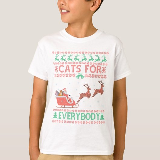 Katten voor iedereen Grappige Lelijke Kersttrui T-shirt (Voorkant)