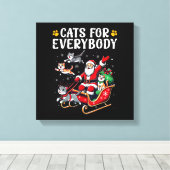 Katten voor iedereen Kerst Kat Grappig Canvas Afdruk (Insitu (Houten vloer))