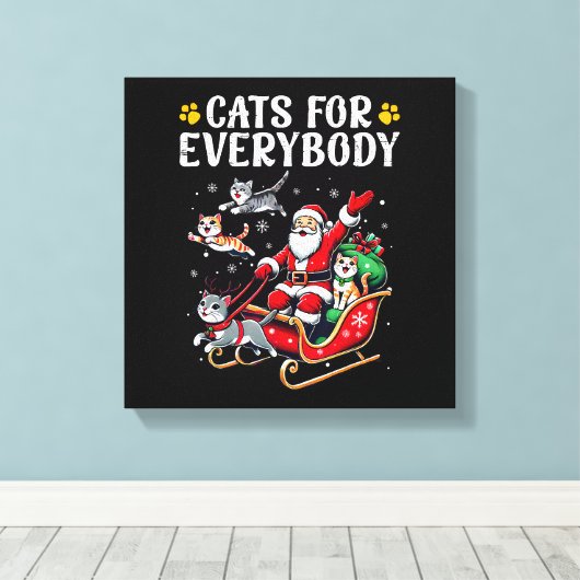 Katten voor iedereen Kerst Kat Grappig Canvas Afdruk (Insitu (Houten vloer))