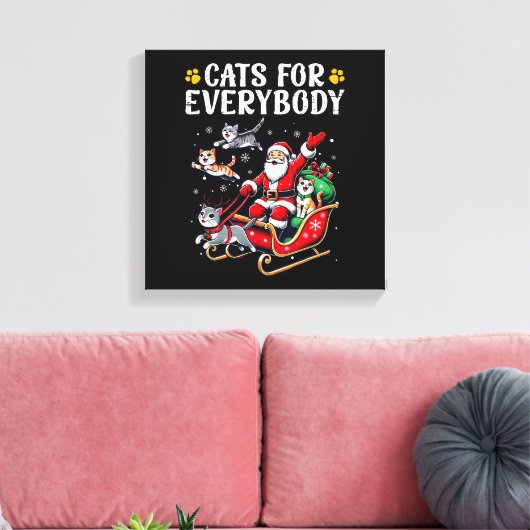 Katten voor iedereen Kerst Kat Grappig Canvas Afdruk (Insitu (Woonkamer))